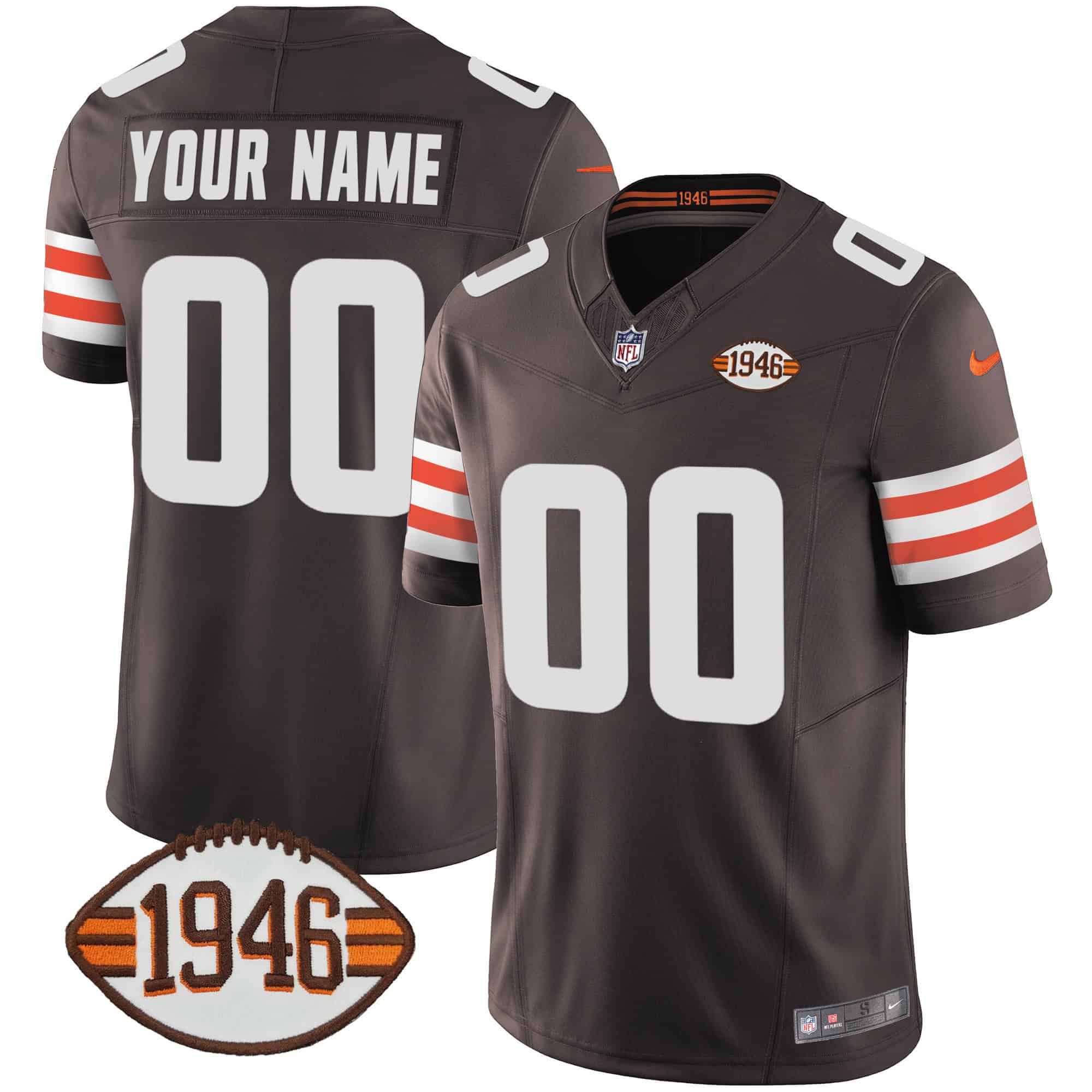 Men Cleveland Browns brown 1946 75th Anniversary Patch Custom 2024 Nike NFL Jersey style 1->indianapolis colts->NFL Jersey